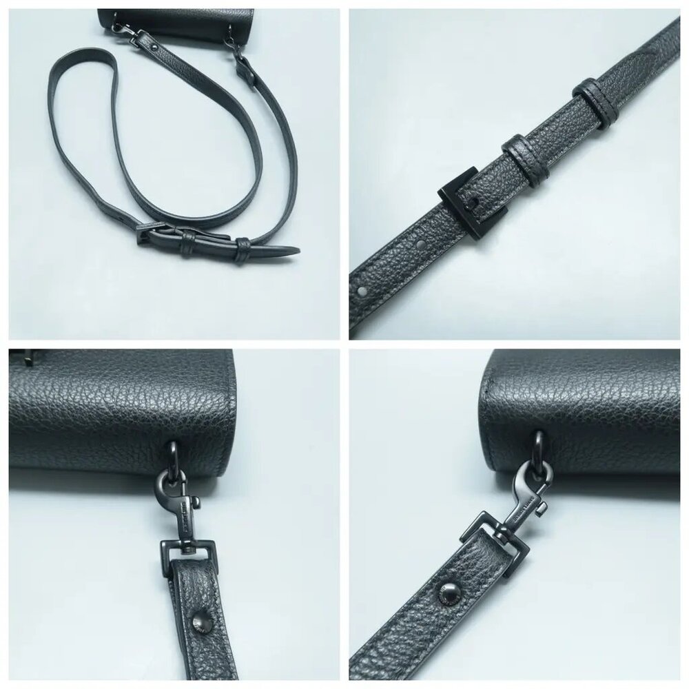 100% Authentic SAINT LAURENT Sunset Mini Black Leather Shoulder Bag 1294-101724 - Picture 7 of 12